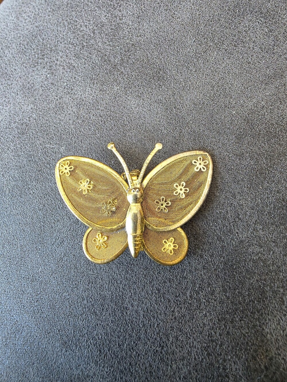 Gold Butterfly Brooch Pin - Elegant Floral Accent